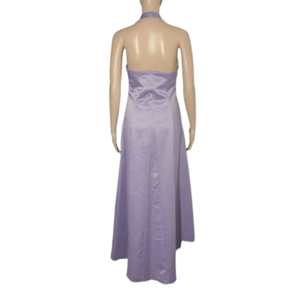 Vintage 90s Seasons Design Inc Lilac Silver Halter Prom Dress Embellished Size M - Picture 5 of 13